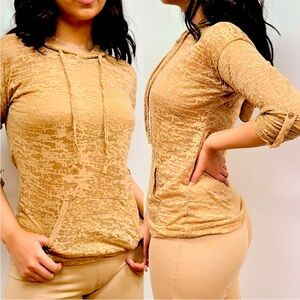 🆕 Burnout Hoodies - Delicate - Lightweight - Chiffony Lace - Tangerine NIB